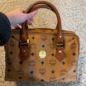 AUTHENTIC MCM COGNAC VISETOS BOSTON BAG